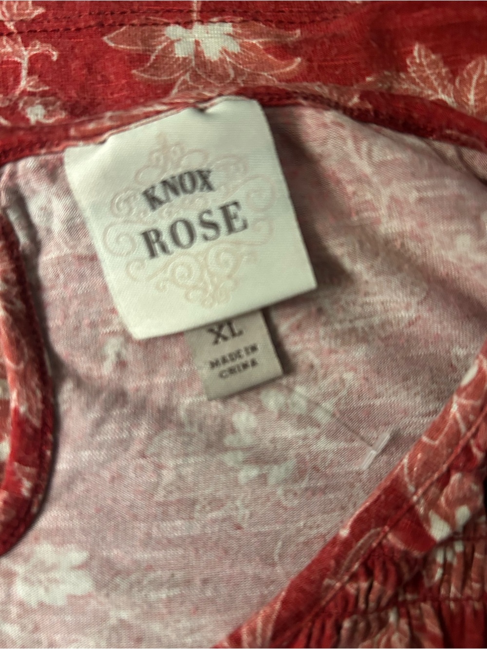 Knox Rose Red Floral Smocked Yoke Tank. Size XL. NWTGS - Picture 5 of 5
